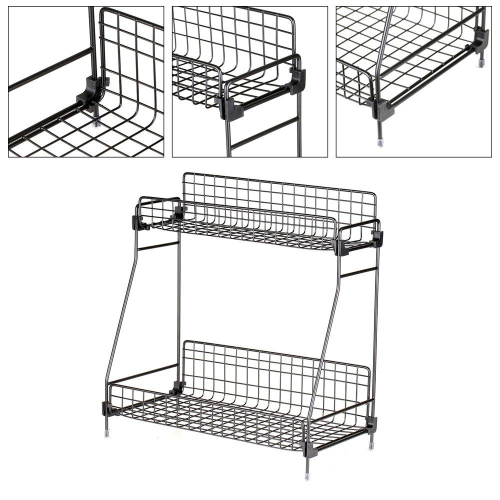 2-tier Storage Holder   Rack Iron Net Basket Storage Shelf