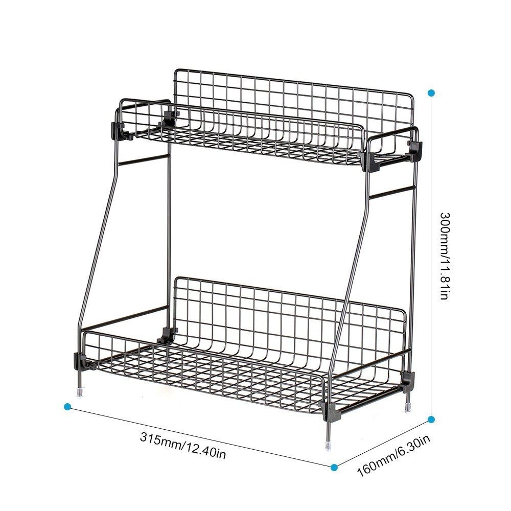 2-tier Storage Holder   Rack Iron Net Basket Storage Shelf