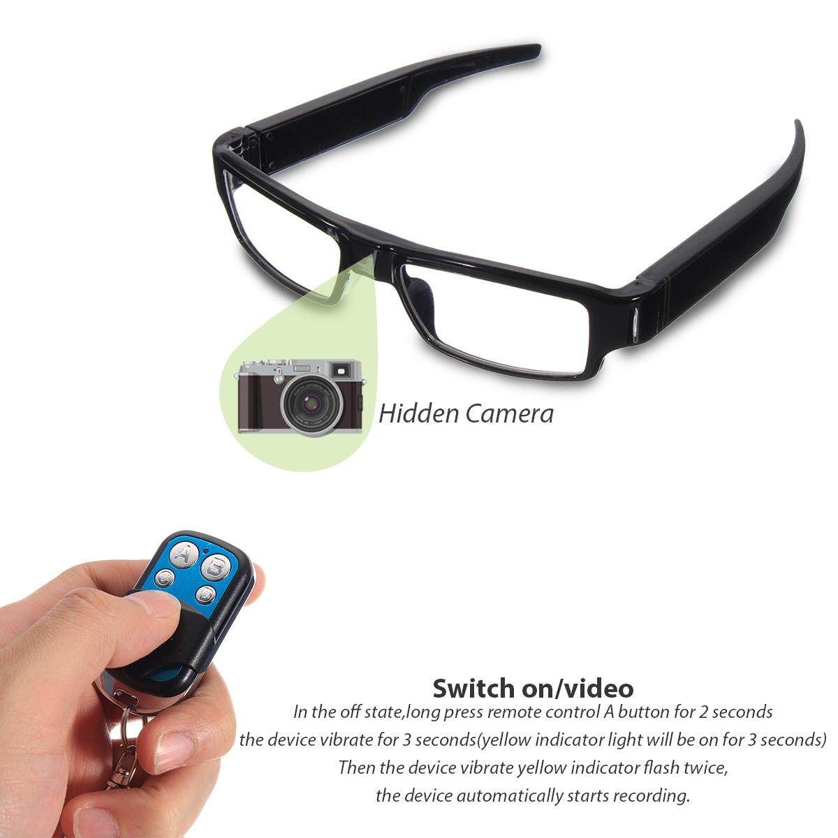 1080P FHD Glasses Hidden Camera Eyewear Detachable Remote Control DVR Camcorder