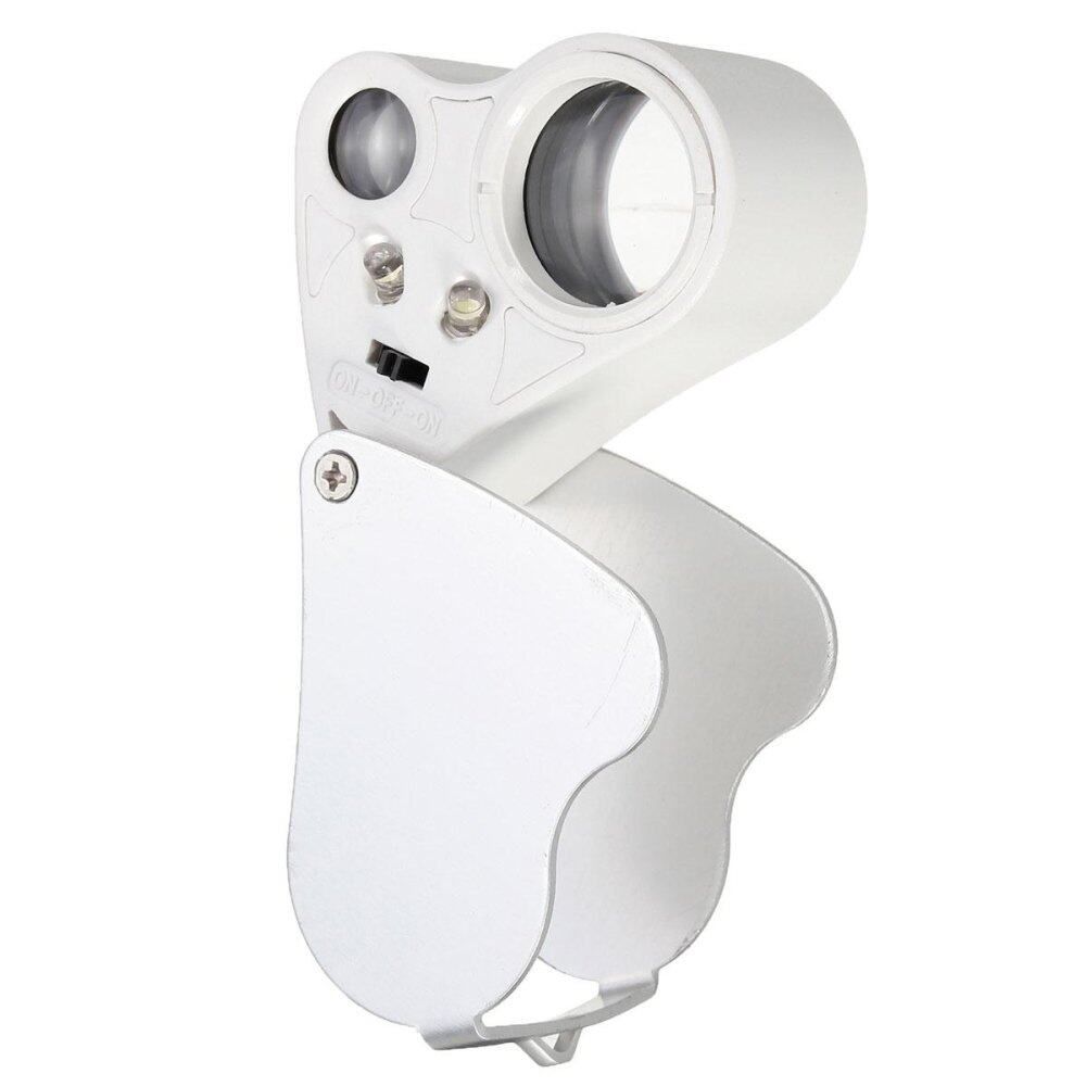 2 In 1 30x22mm 60x12mm Glass Magnifier LED Lens Loupe