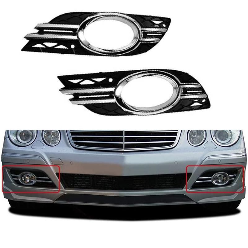 Car Front Fog Light Grill Chrome Trim Cover Set for Mercedes-Benz E-Cl W211 07-09 A2118851174 A2118851274