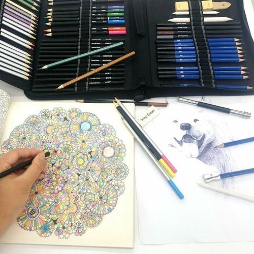 41Pcs Colouring Sketch Pencils Set Artist Oil Bas Multicolor