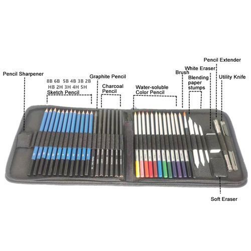 41Pcs Colouring Sketch Pencils Set Artist Oil Bas Multicolor