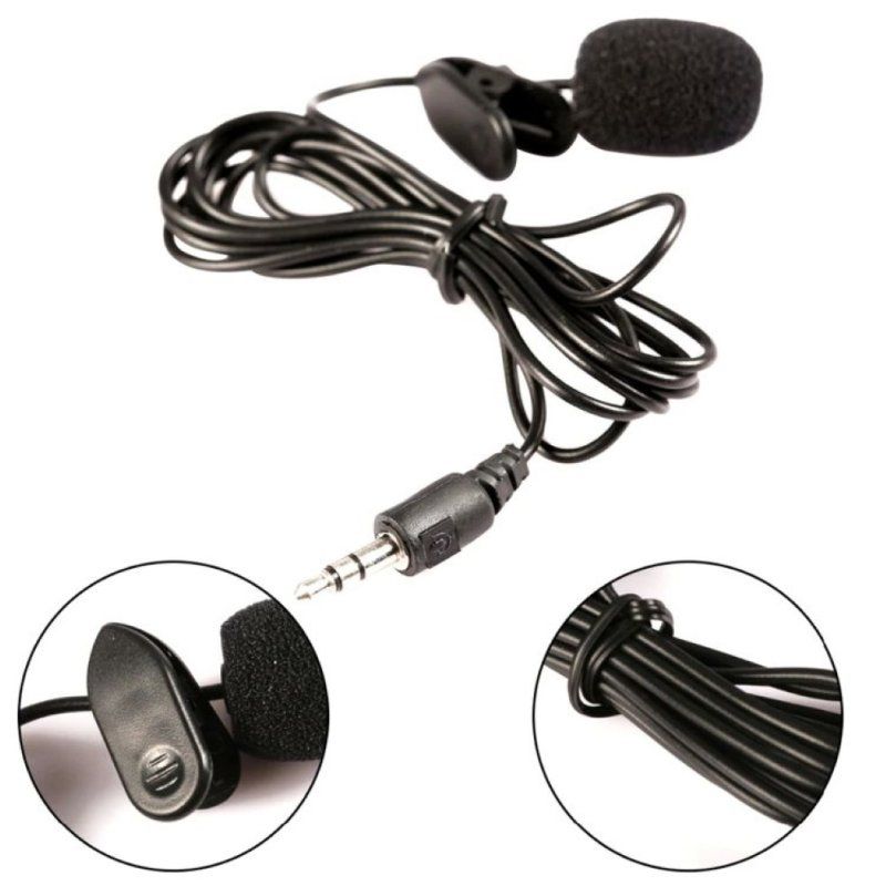3.5mm Lapel Clip-on Handsfree Wired Microphone-Black