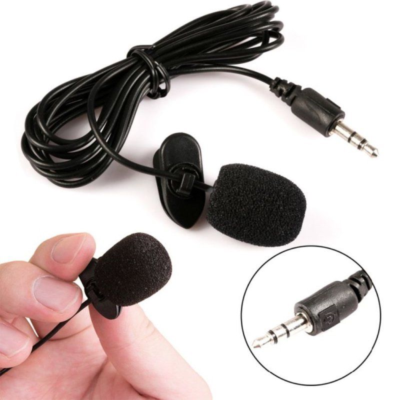 3.5mm Lapel Clip-on Handsfree Wired Microphone-Black