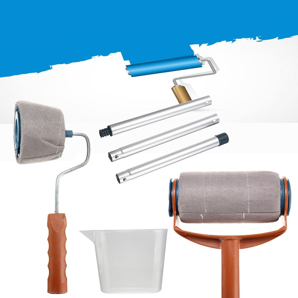 6 PCS Paint Roller Professional Paintbrush Flocked Edger