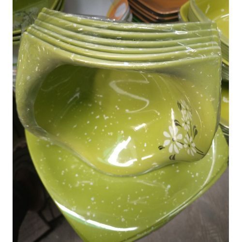 Big 12 Pieces Unbreakable Ceramic Bowl & Flat Slanted Plates