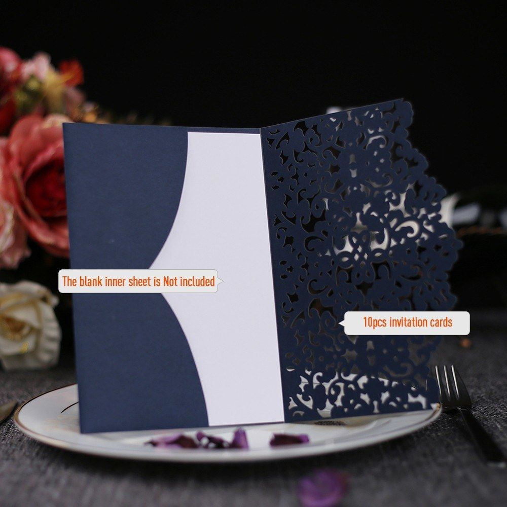 10pcs Blue Laser Cut Invitation Cards Invitation Holders