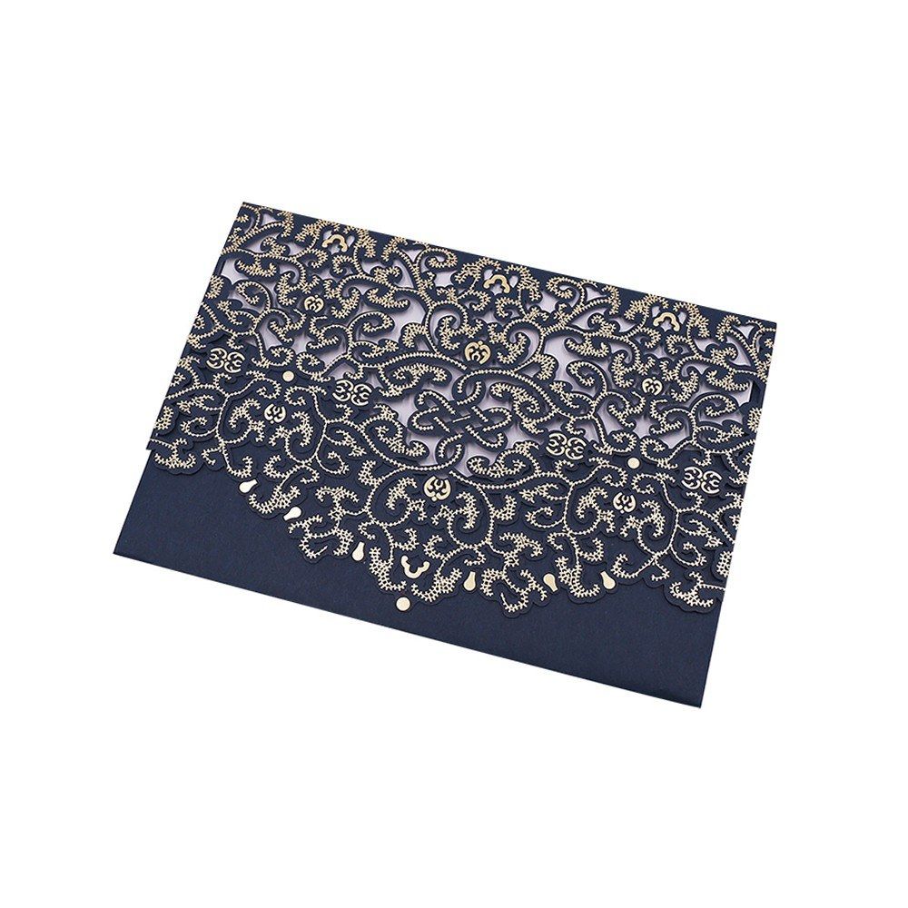 10pcs Blue Laser Cut Invitation Cards Invitation Holders