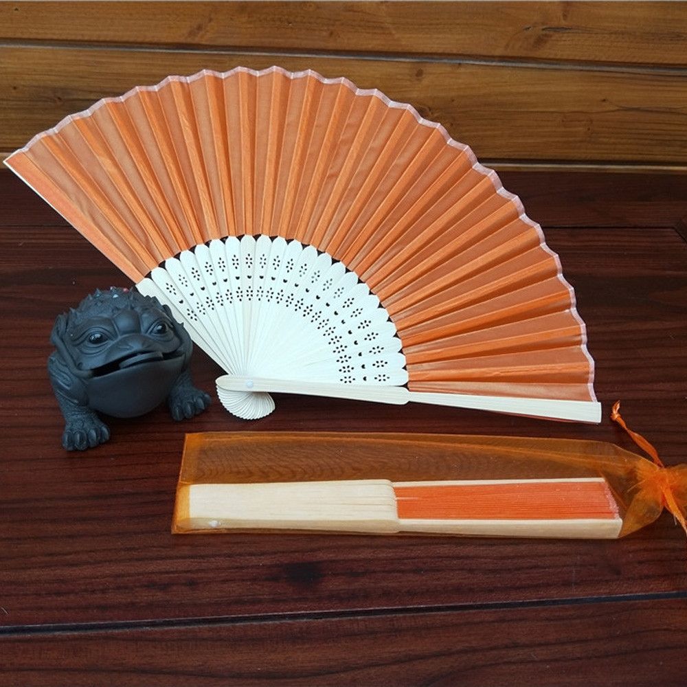 Style Wedding Fan Chinese Party Bamboo Hand Held Silk Folding Fan Decor 38CM