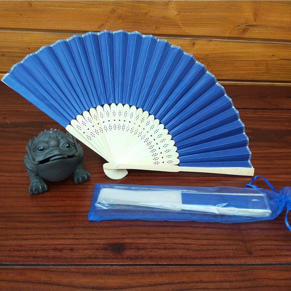 Style Wedding Fan Chinese Party Bamboo Hand Held Silk Folding Fan Decor 38CM