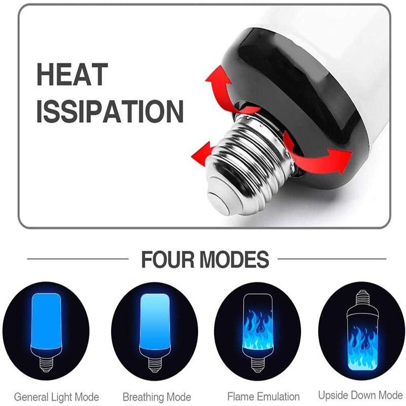 E27 LED Flame Bulb Fire 4 Modes lamp Corn Bulb Flickering LED Light Dynamic Flame Effect AC85V-265V 9W for Home Lighting