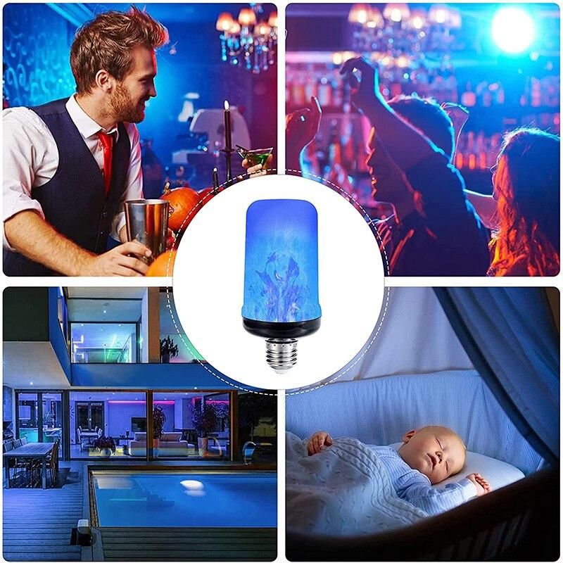 E27 LED Flame Bulb Fire 4 Modes lamp Corn Bulb Flickering LED Light Dynamic Flame Effect AC85V-265V 9W for Home Lighting