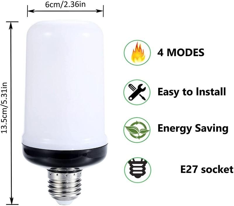 E27 LED Flame Bulb Fire 4 Modes lamp Corn Bulb Flickering LED Light Dynamic Flame Effect AC85V-265V 9W for Home Lighting