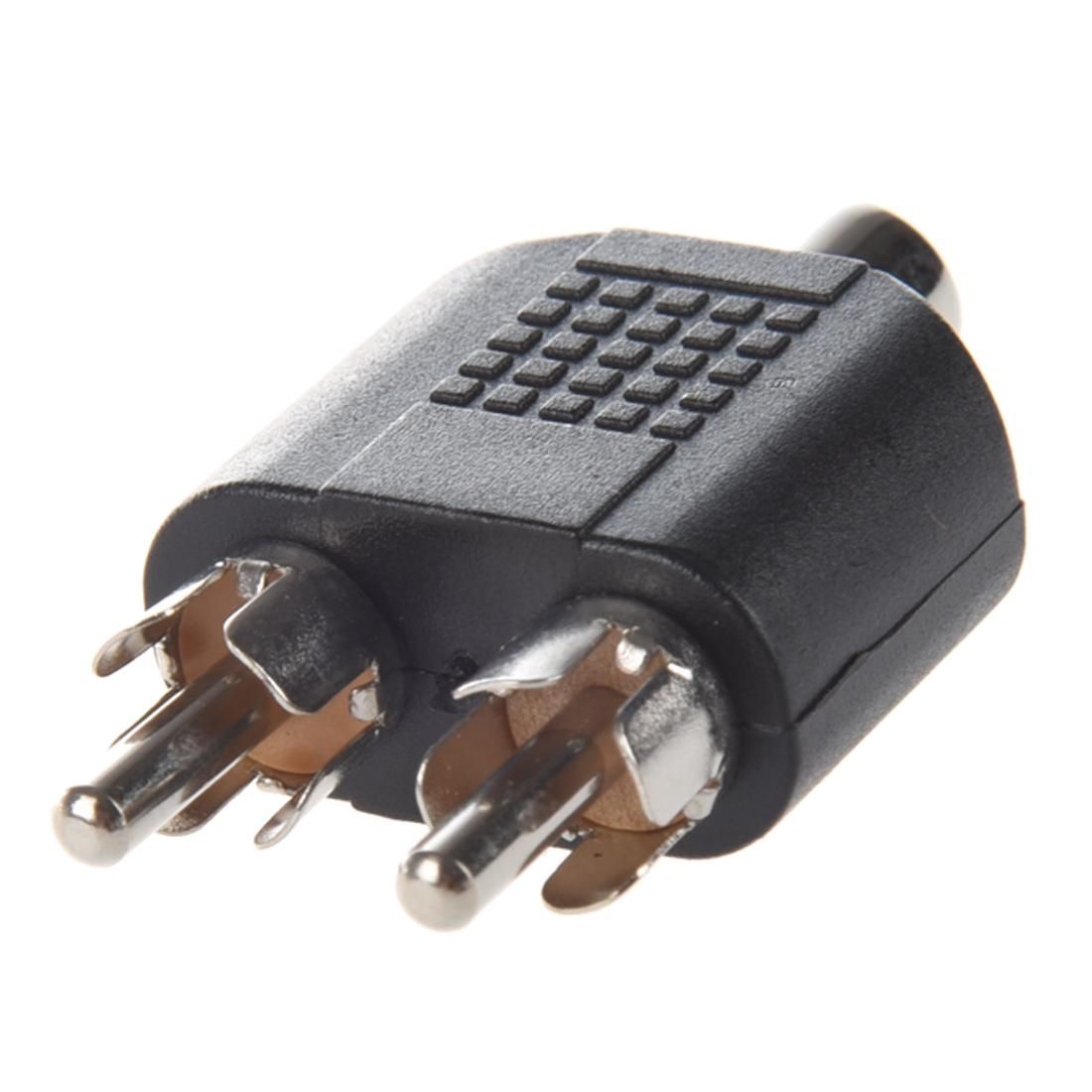 Dual RCA Male Plug to 1 x RCA Female Socket Phono AV