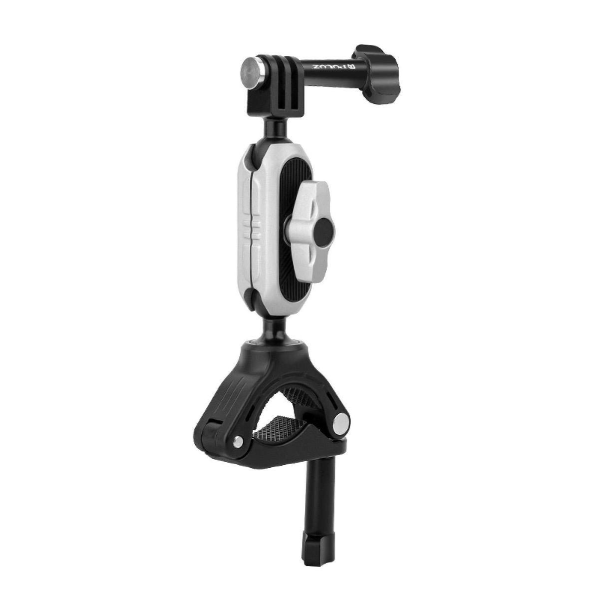 PULUZ PU862 Camera Mount Clamp Mount Bicycle Handlebar Adapter Mount Aluminum Alloy with Dual 360°Rotatable Ball Head with GoPro Adapter Phone Clip Compatible with SJCAM GoPro Hero 11/10/9/8/7 and Other Action Cameras