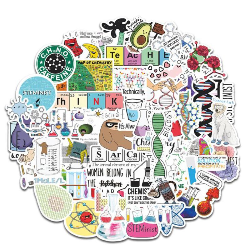 50pcs Science Physics Chemistry Lab Stickers For Case Diy
