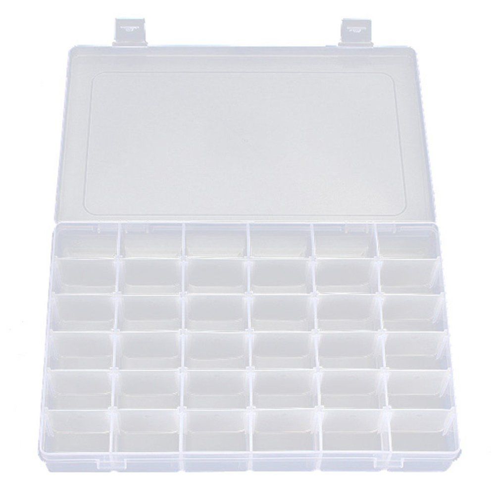 36 Grid Transparent Storage Box Jewelry Tool Box Food Grade PP Material Storage Box Plastic Parts Storage Box-transparent
