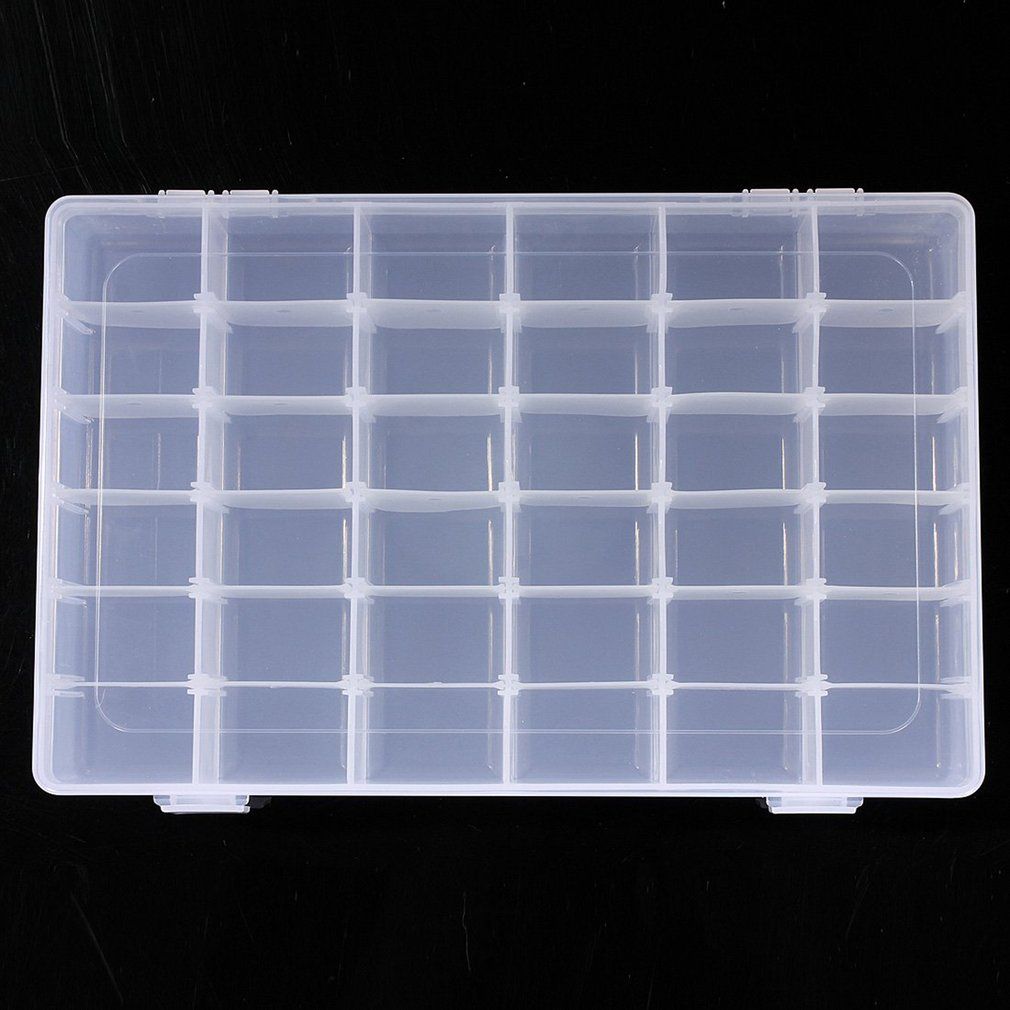 36 Grid Transparent Storage Box Jewelry Tool Box Food Grade PP Material Storage Box Plastic Parts Storage Box-transparent