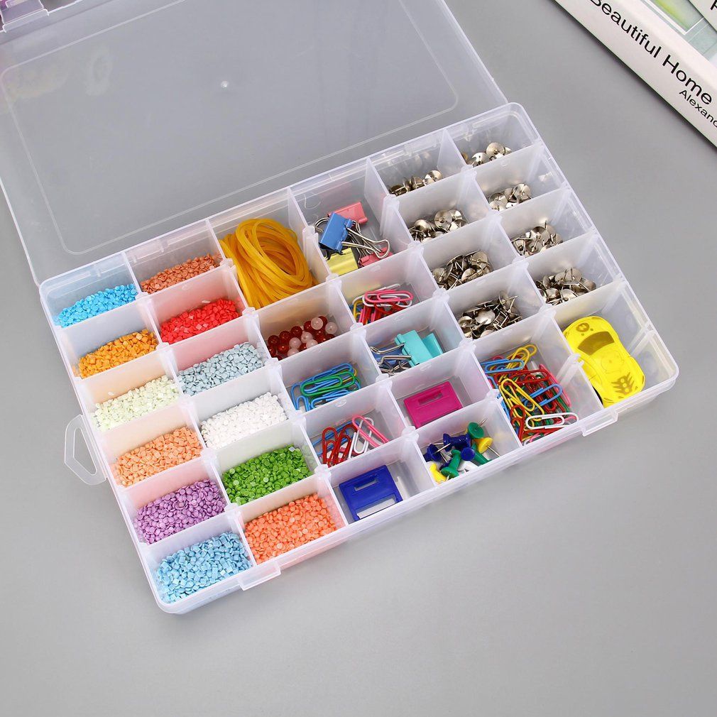 36 Grid Transparent Storage Box Jewelry Tool Box Food Grade PP Material Storage Box Plastic Parts Storage Box-transparent