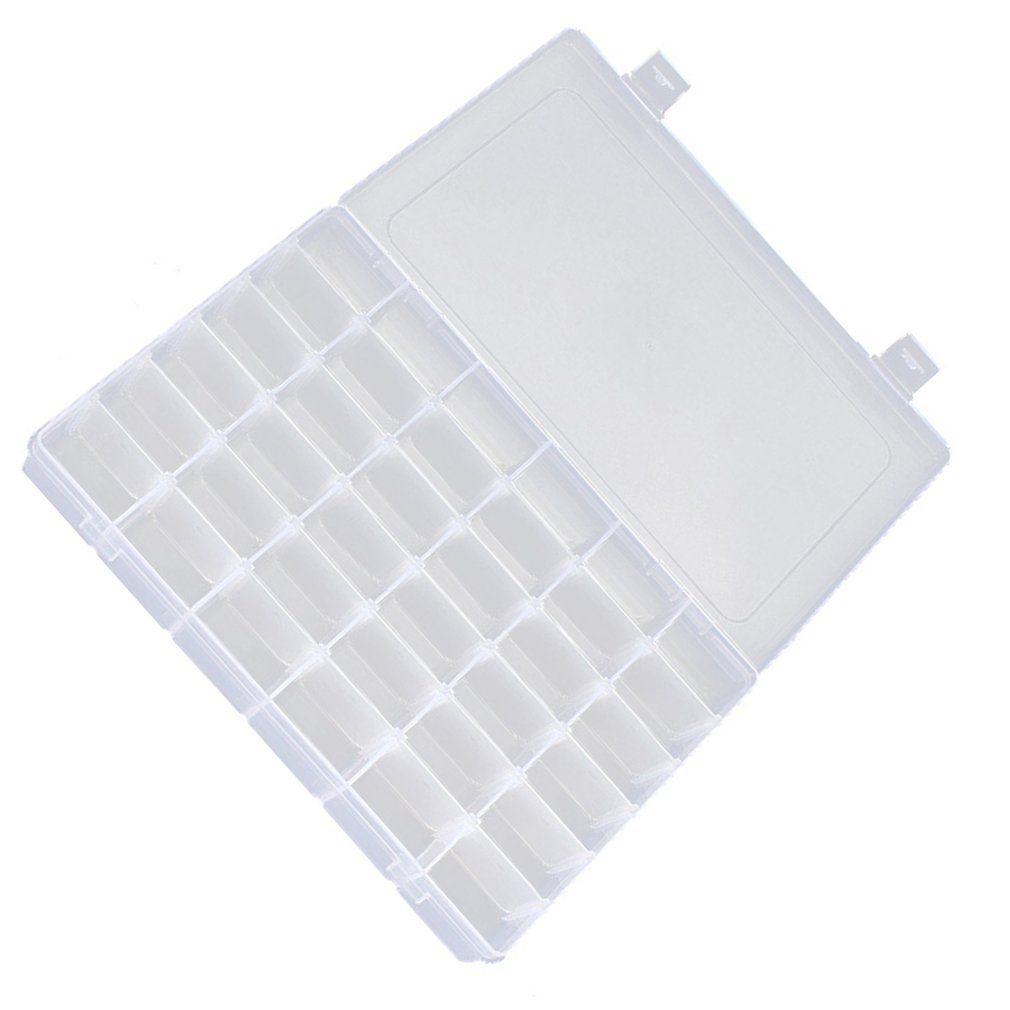 36 Grid Transparent Storage Box Jewelry Tool Box Food Grade PP Material Storage Box Plastic Parts Storage Box-transparent