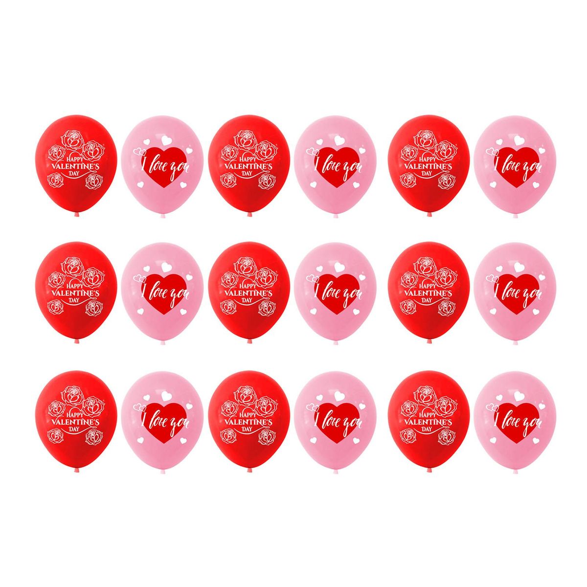 18Pcs Wedding Balloon Rose Flower Pattern Balloon Valentines Day Decor Red