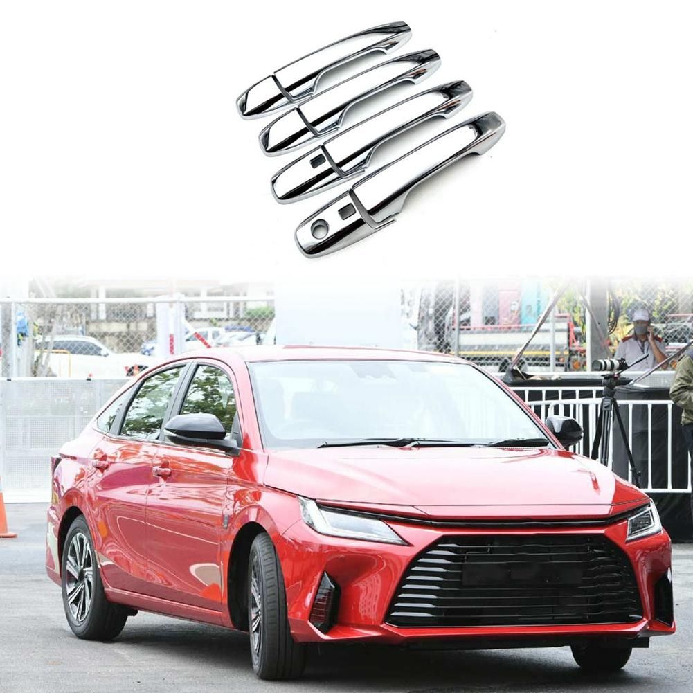 8Pcs Chrome Silver Car Exterior Side Door Handle Frame Cover Trim for Toyota Yaris Ativ / Vois 2022 2023