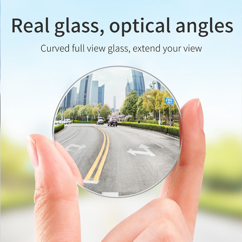 Blind Spot Mirror, Rearview Convex Adjustable Side Mirrors, Frameless Sway Rotate Wide Angle Rear View Mirror HD Glass Fan Shape Stick-on 3M Adhesive For SUV Car Truck Van Traffic Safety 2pcs