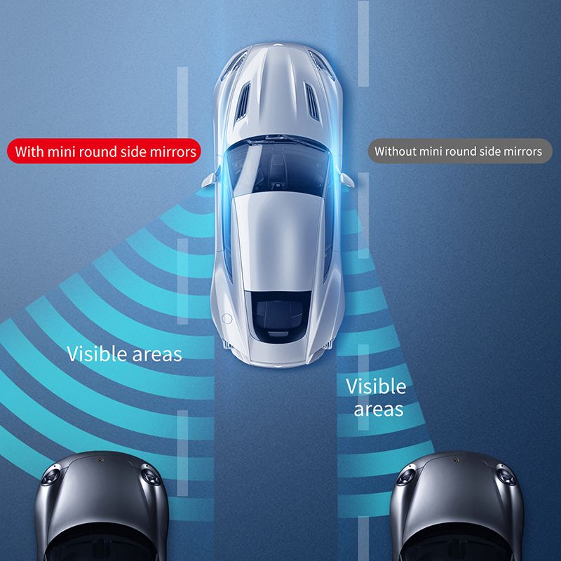 Blind Spot Mirror, Rearview Convex Adjustable Side Mirrors, Frameless Sway Rotate Wide Angle Rear View Mirror HD Glass Fan Shape Stick-on 3M Adhesive For SUV Car Truck Van Traffic Safety 2pcs