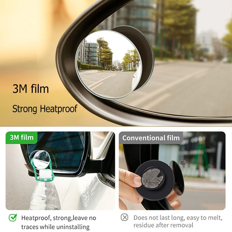 Blind Spot Mirror, Rearview Convex Adjustable Side Mirrors, Frameless Sway Rotate Wide Angle Rear View Mirror HD Glass Fan Shape Stick-on 3M Adhesive For SUV Car Truck Van Traffic Safety 2pcs