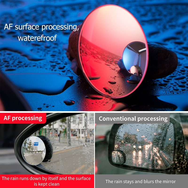 Blind Spot Mirror, Rearview Convex Adjustable Side Mirrors, Frameless Sway Rotate Wide Angle Rear View Mirror HD Glass Fan Shape Stick-on 3M Adhesive For SUV Car Truck Van Traffic Safety 2pcs