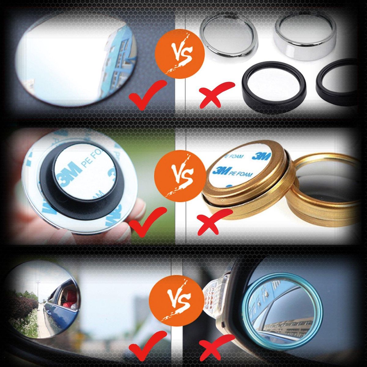 Blind Spot Mirror, Rearview Convex Adjustable Side Mirrors, Frameless Sway Rotate Wide Angle Rear View Mirror HD Glass Fan Shape Stick-on 3M Adhesive For SUV Car Truck Van Traffic Safety 2pcs