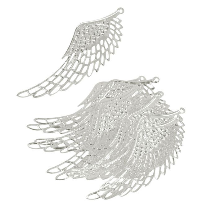 12pcs Antique Silver Large Hollowed Angel Wing Charms Pendants Crafts