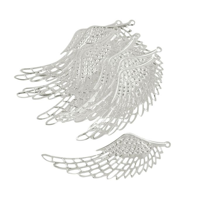 12pcs Antique Silver Large Hollowed Angel Wing Charms Pendants Crafts