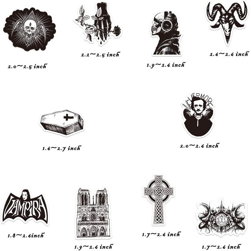 50 Pieces Stickers Gothic Cool Horror Punk Rock Graffiti Pc