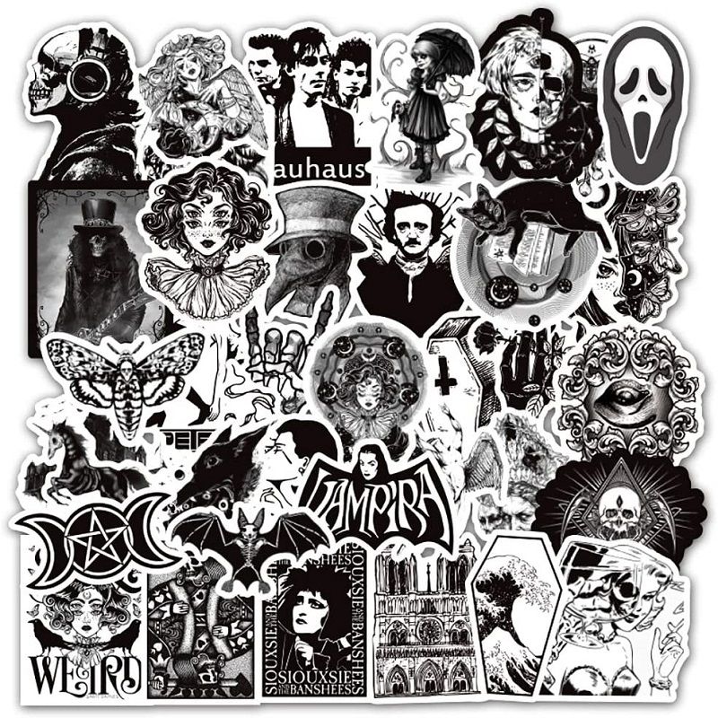 50 Pieces Stickers Gothic Cool Horror Punk Rock Graffiti Pc