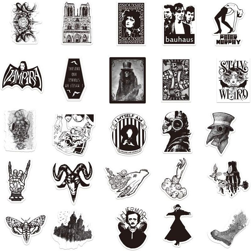 50 Pieces Stickers Gothic Cool Horror Punk Rock Graffiti Pc