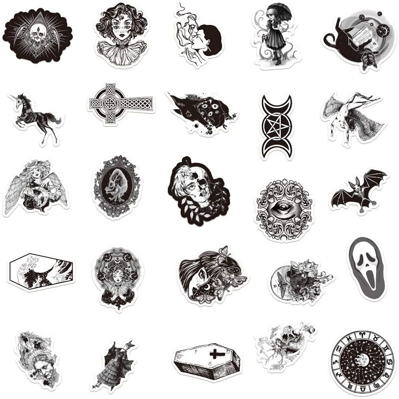 50 Pieces Stickers Gothic Cool Horror Punk Rock Graffiti Pc