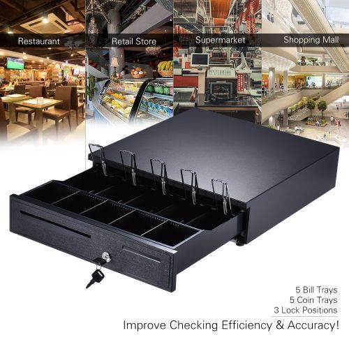 Heavy Duty Electronic Cash Drawer Box Case Storage 5 Bill 5