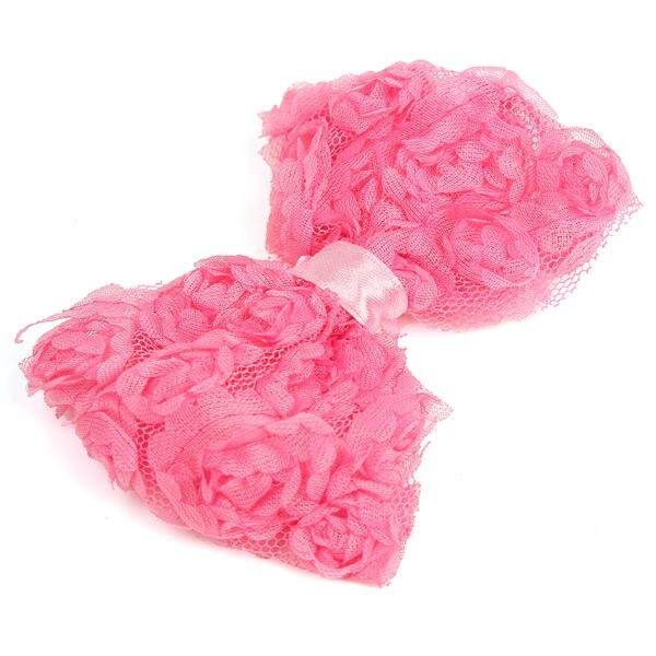 12pcs Mix Baby Girl Rose Flower Chiffon Bowknot Hair Bows Clip Headbands