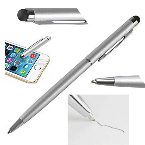 2 In 1 Touch Screen Stylus Ballpoint Pen - Silver