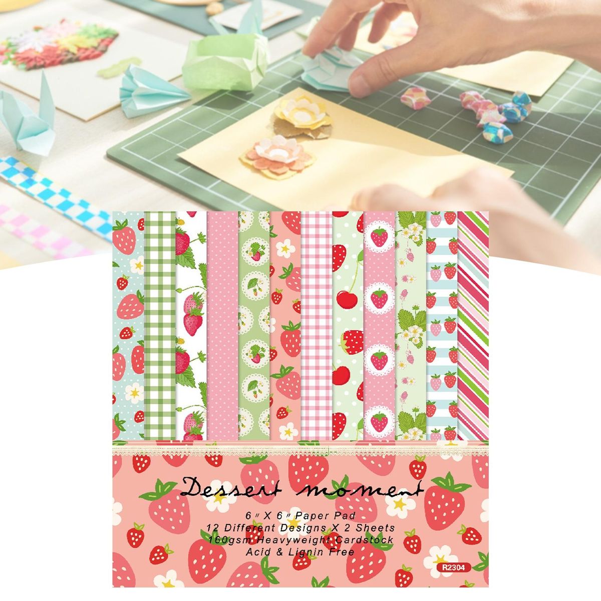 24 Sheets Scrapbooking Paper 6 Inches DIY Gift Box Packing Flower Sea Printed Paper