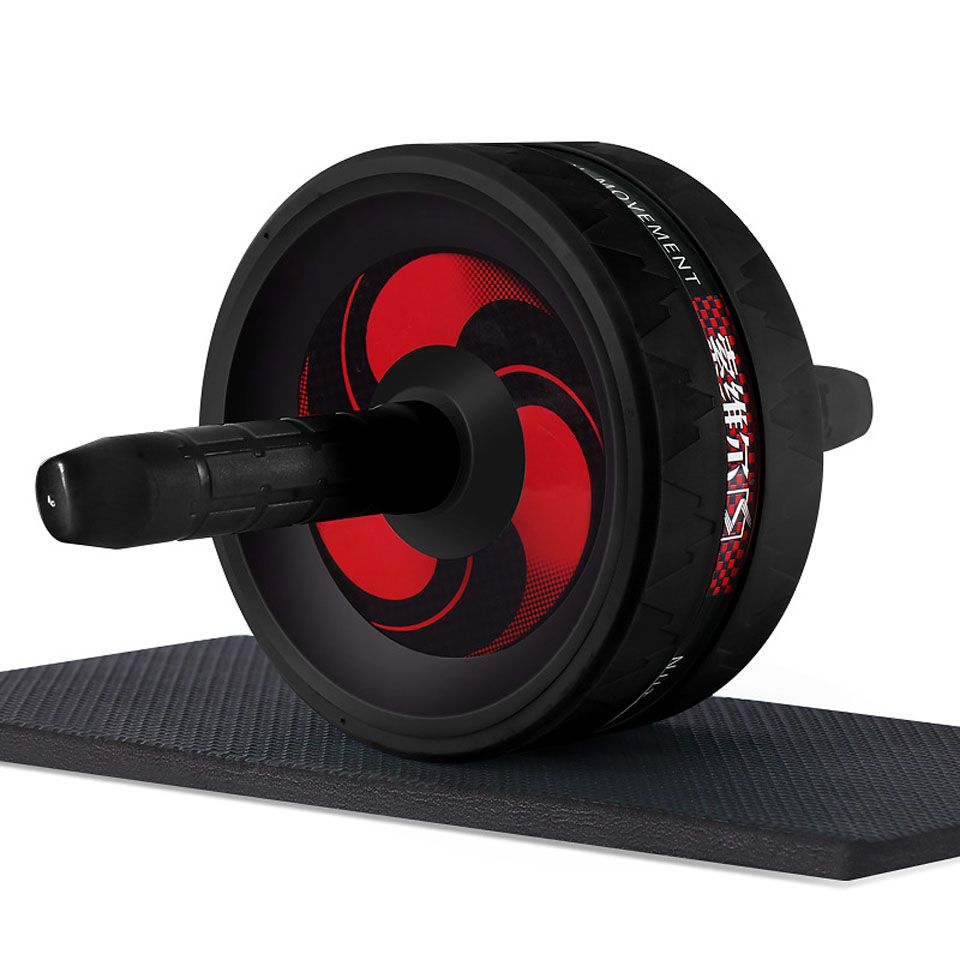 Roller&Jump Rope No Noise Abdominal Wheel Ab Roller With Mat  For Exercise Fitness-Black