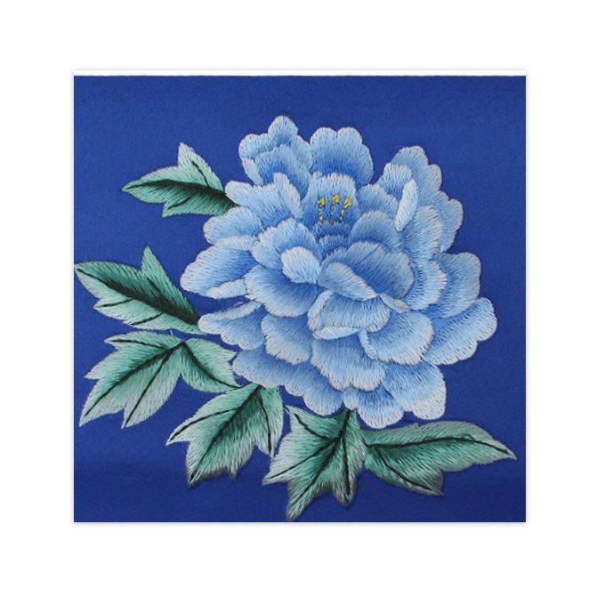 Shu Embroidery Production Blue Wallet Embroidered By Hand Intangible Cultural Heritage, Chinese Traditional Folk Handicrafts