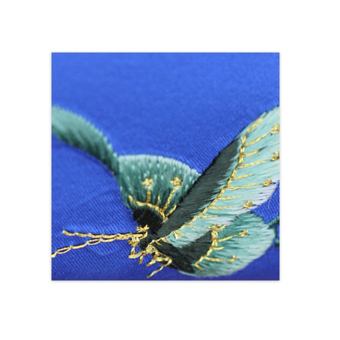 Shu Embroidery Production Blue Wallet Embroidered By Hand Intangible Cultural Heritage, Chinese Traditional Folk Handicrafts