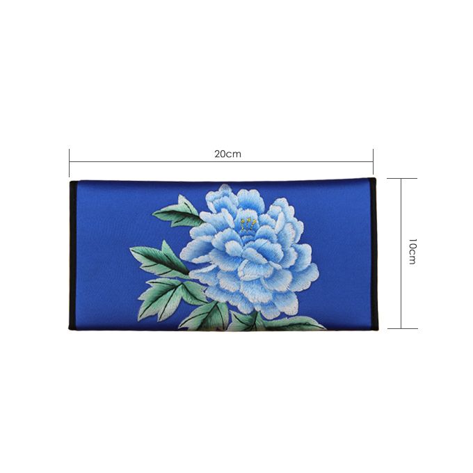 Shu Embroidery Production Blue Wallet Embroidered By Hand Intangible Cultural Heritage, Chinese Traditional Folk Handicrafts