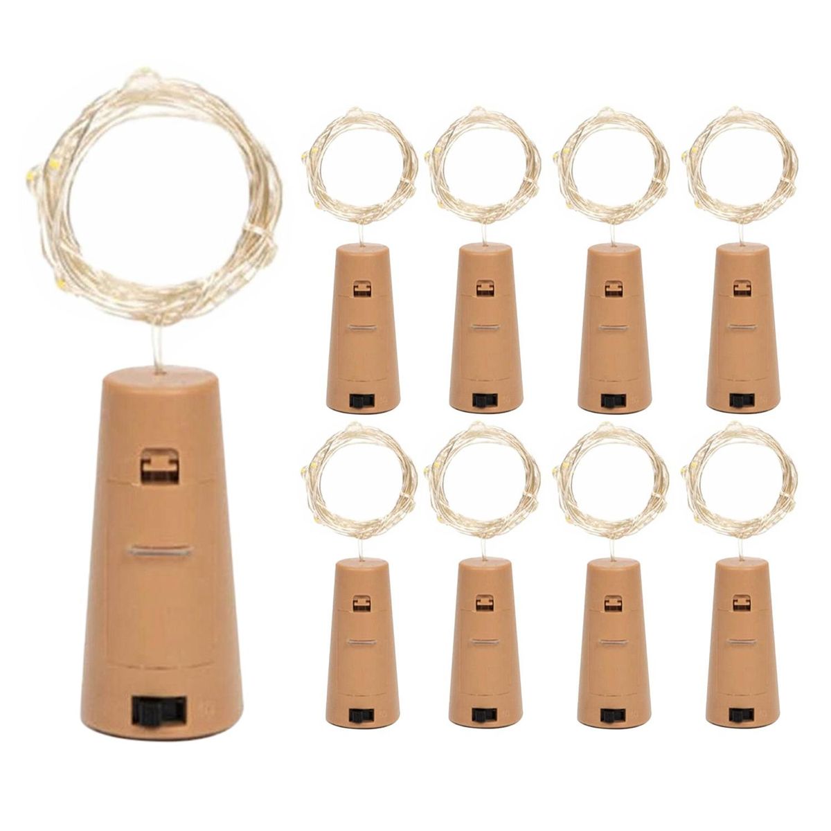 9 Pcs Cork Lamp Battery Led Lantern String 3