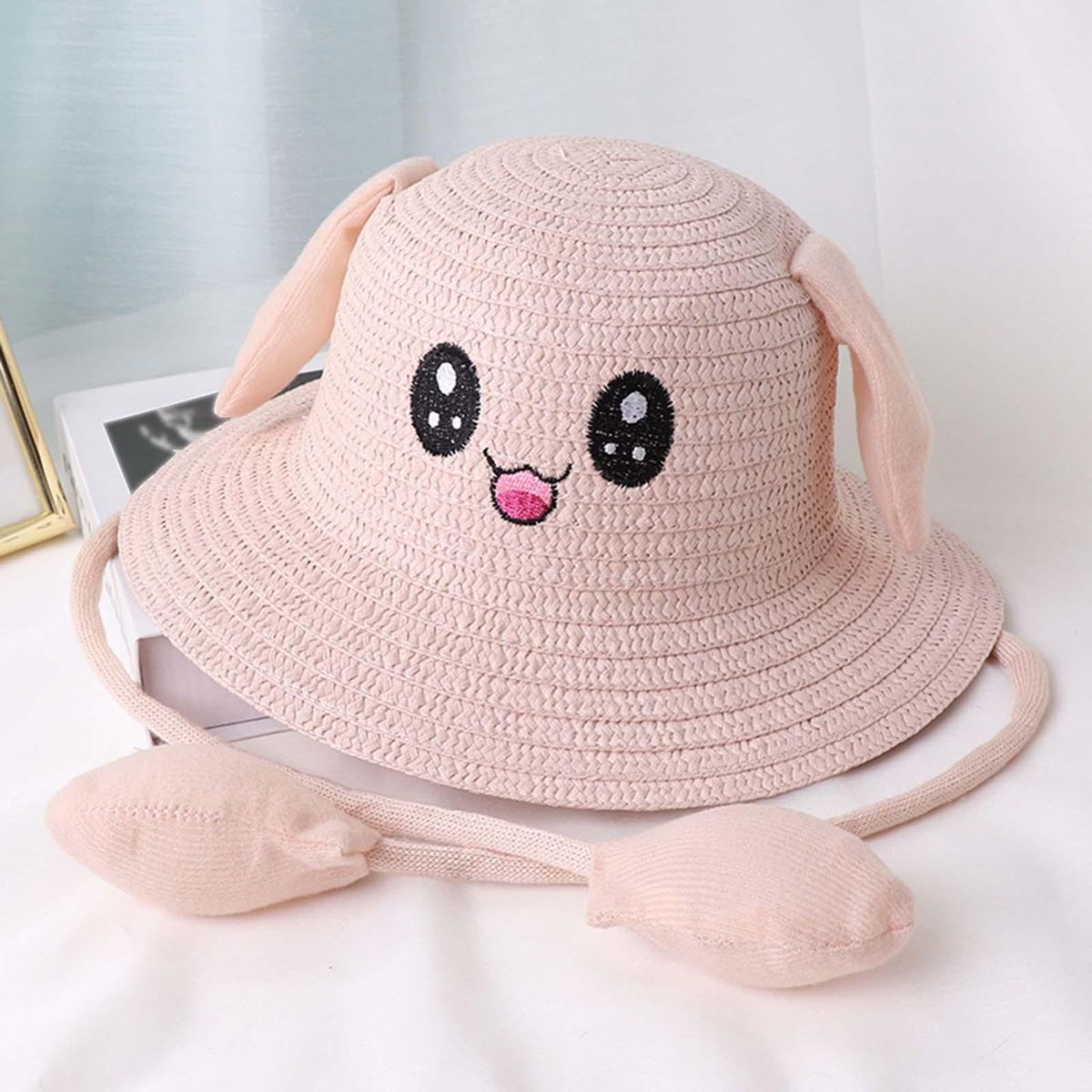 Bunny Ears Straw Hat Cap Summer Sunshade Hat For Light