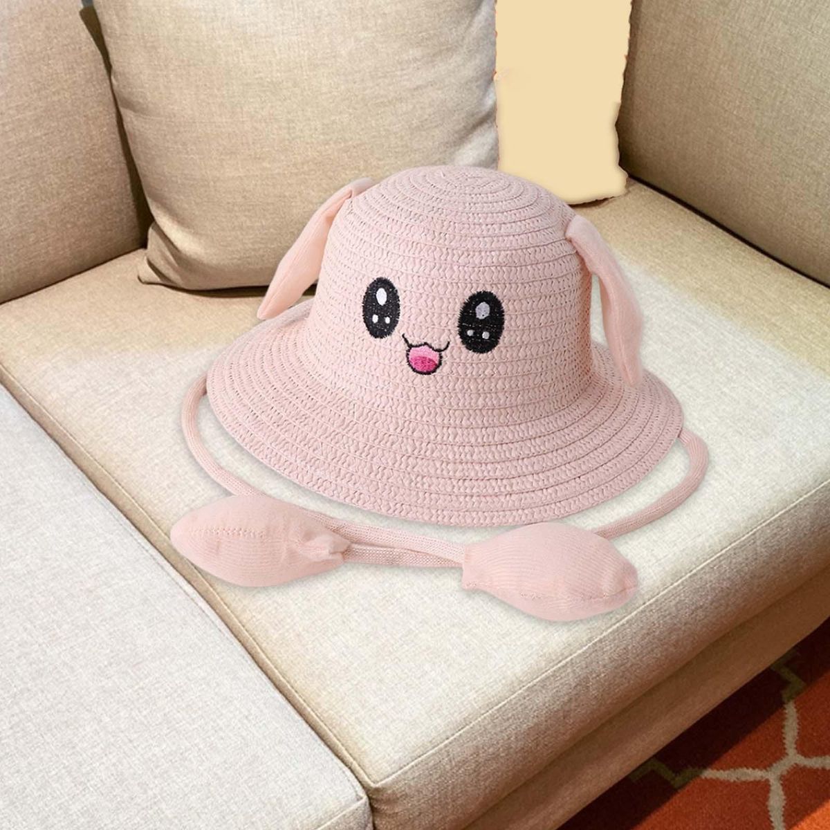 Bunny Ears Straw Hat Cap Summer Sunshade Hat For Light