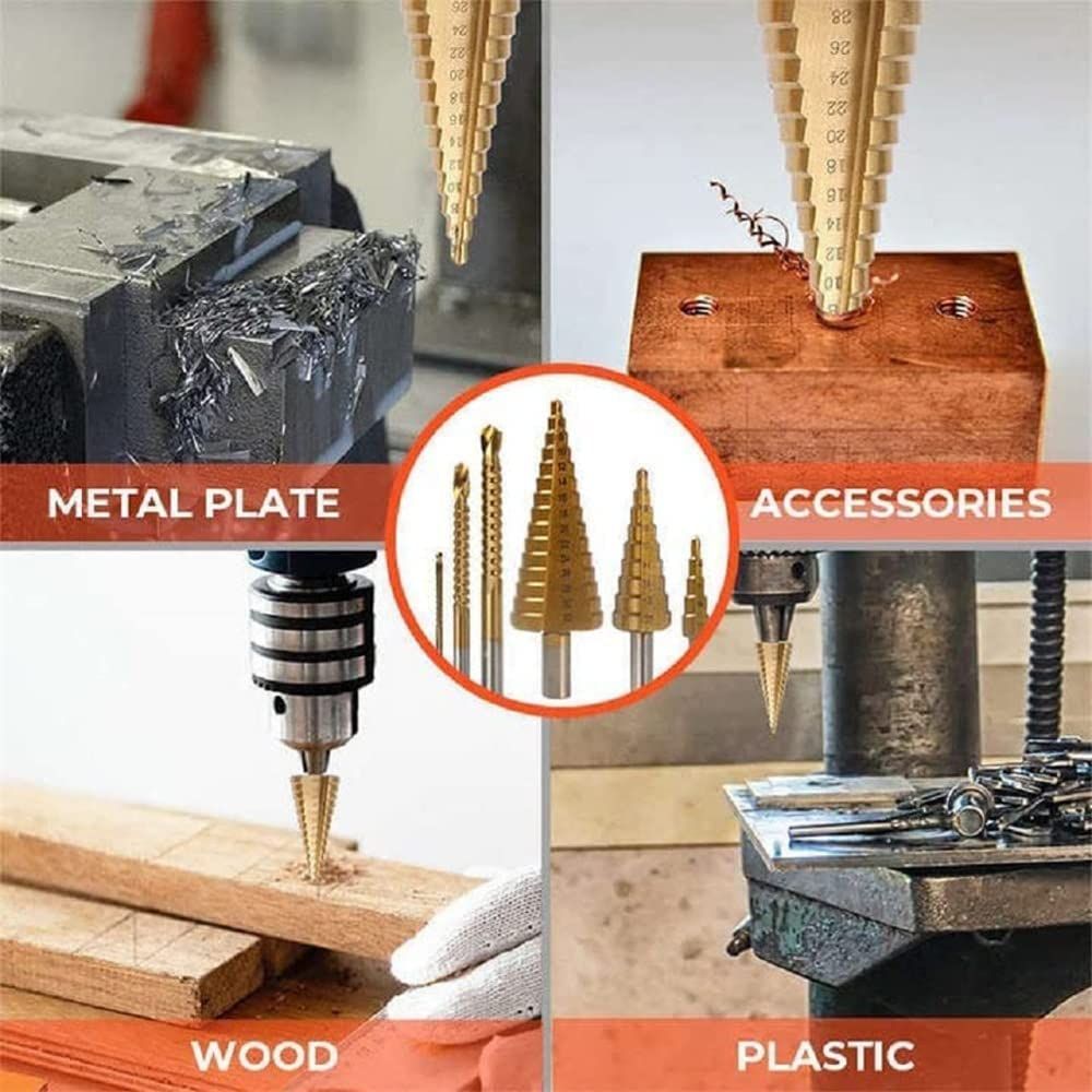 6Pcs Titanium Reaming Pagoda Saw Tooth Set /Drill Bits